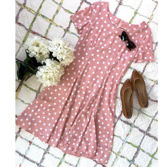 Vintage Handmade Short Sleeve Fit & Flare Midi Dress - Picture 1 of 8